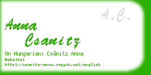 anna csanitz business card